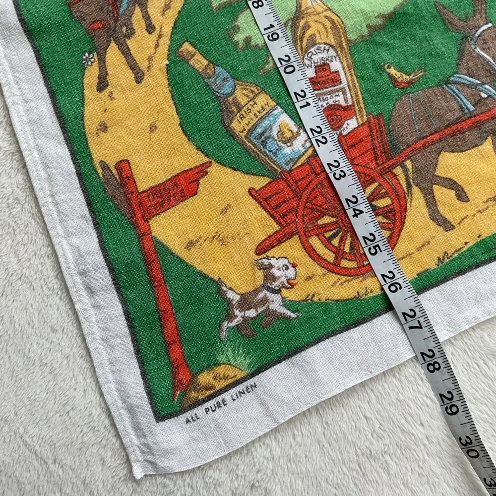 Vintage Irish Coffee Recipe Linen Tea Towel Made in Ireland Pure Linen